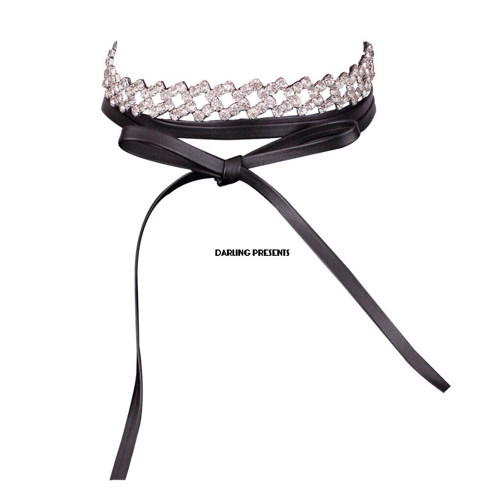 Crystal Wrap Around Choker Necklace Women Color Black